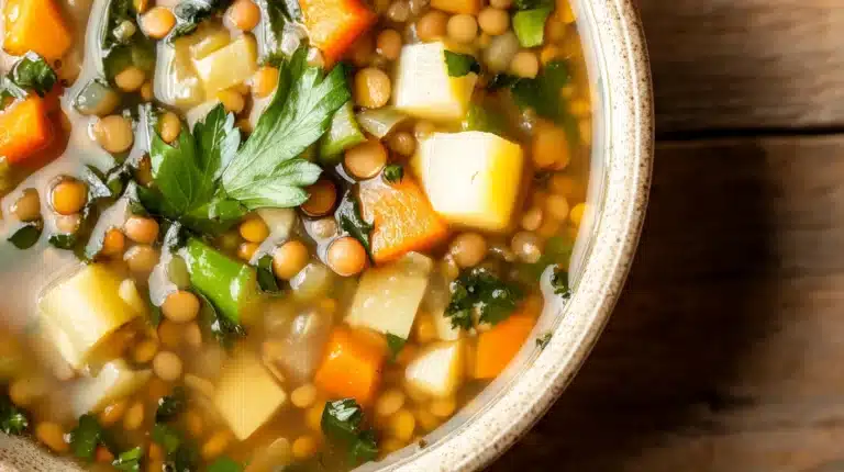 Close-up of a flavorful fresn green sundakai sambar.