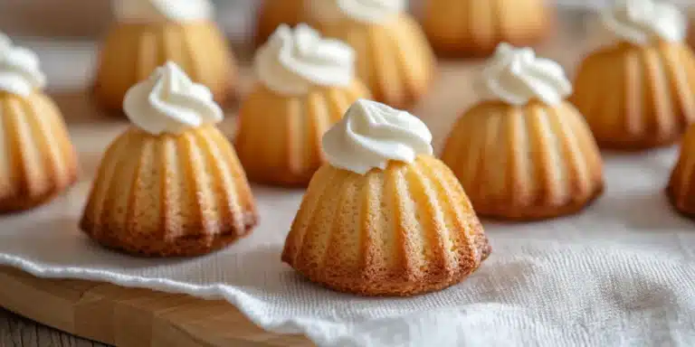 Close-up of classic madeleine cookies with a creamy touch.