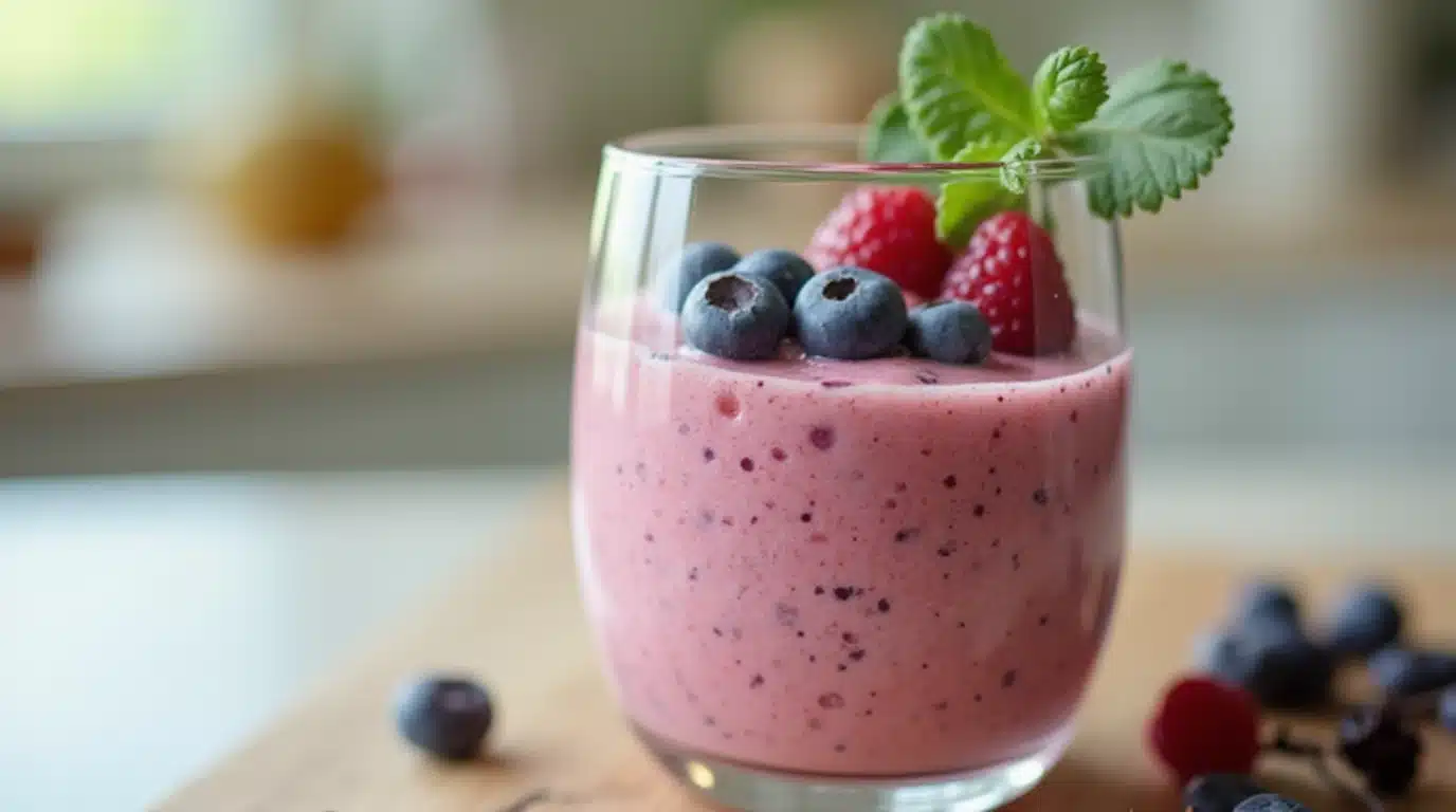 Close-up of a delicious postpartum smoothie