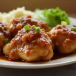 Close-up shot of Galena chicken with a rich glaze.