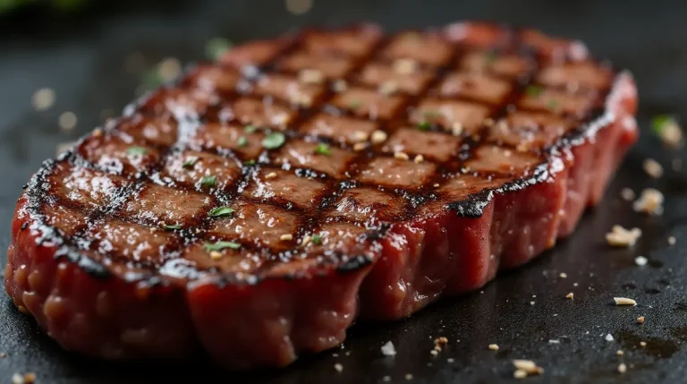 Close-up of grilled beef loin flat iron steak